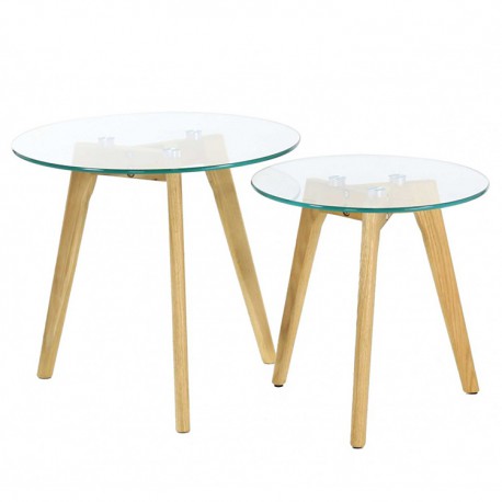 Tables basses gigognes chêne et verre KosyForm Tables basses gigognes chêne et verre KosyForm