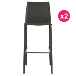 Conjunto de 2 sillas de cuero gris de la barra KosyForm