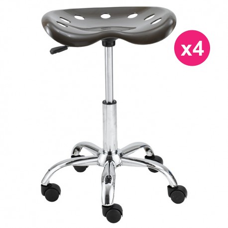 Lot de 4 Tabourets de Bureau Gris Foncé KosyForm Lot de 4 Tabourets de Bureau Gris Foncé KosyForm