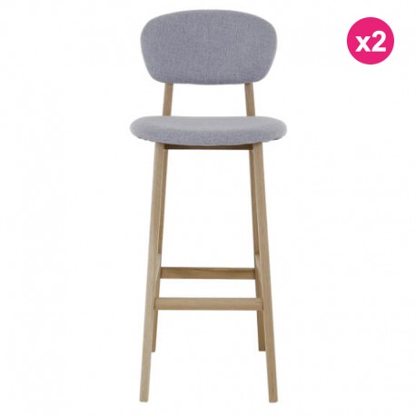 Lot de 2 Chaises de Bar Tissus Gris et Piétement Chêne Ana KosyForm Lot de 2 Chaises de Bar Tissus Gris et Piétement Chêne Ana KosyForm