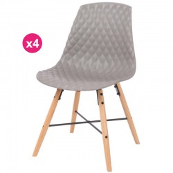 Lot de 4 Chaises Polypropylène Gris Piétement Chêne Vigi KosyForm Lot de 4 Chaises Polypropylène Gris Piétement Chêne Vigi KosyForm