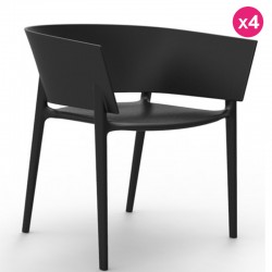 Set di 4 sedie VONDOM design Africa nero