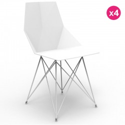 Lot de 4 Chaises Faz Vondom Pieds Inox Blanc sans Accoudoirs