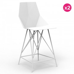 Set de 2 taburetes altos FAZ VONDOM blanco y metal con apoyabrazos