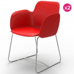 Conjunto de 2 cadeiras Vondom Pezzettina vermelho fosco e metal Conjunto de 2 cadeiras Vondom Pezzettina vermelho fosco e metal