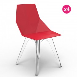 Lot de 4 Chaises FAZ Vondom Rouge Lot de 4 Chaises FAZ Vondom Rouge