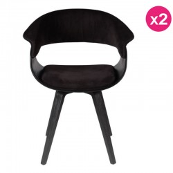Lot de 2 Chaises Vintage en Velours Noir Mio KosyForm Lot de 2 Chaises Vintage en Velours Noir Mio KosyForm