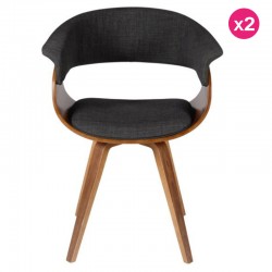 Lot de 2 Chaises Vintage en Tissu Gris Mio KosyForm Lot de 2 Chaises Vintage en Tissu Gris Mio KosyForm