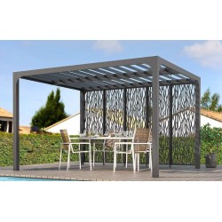 Pergola Bioclimatique Habrita Lames Orientables 11m2 et Brise-Vue façade 3.6m