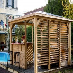 Kiosque de Jardin Blueterm bois 12.32 m2 avec Comptoirs et 2 Parois Habrita Kiosque de Jardin Blueterm bois 12.32 m2 avec Comptoirs et 2 Parois Habrita