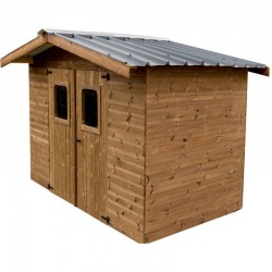 Abri de Jardin Bois massif Habrita 7,42 m2 avec Toiture en acier Abri de Jardin Bois massif Habrita 7,42 m2 avec Toiture en acier