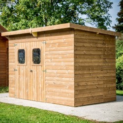 Abri de Jardin Theora en Bois massif Habrita 7,33 m2 avec Toiture Onduline Abri de Jardin Theora en Bois massif Habrita 7,33 m2 avec Toiture Onduline
