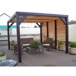 Pergola en bois Habrita avec Ventelles amovibles sur Toiture et un côté 348x310x232 Veneto Pergola en bois Habrita avec Ventelles amovibles sur Toiture et un côté 348x310x232 Veneto
