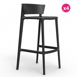 Juego de 4 taburetes de barra Vondom Africa altura del asiento 74,5 cm negro