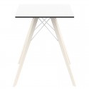 Mesa de jantar Vondom Faz Wood branco topo quadrado e pés de carvalho branqueado