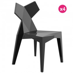 Lot de 4 Chaises Kimono Vondom Noir Opaque Lot de 4 Chaises Kimono Vondom Noir Opaque