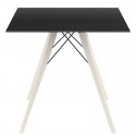 Dining Table Vondom Faz Wood Tray 80 Black Carre and Bleached Oak Feet