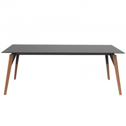 Vondom-Tisch Faz Wood Plateau 200x90 Schwarz und Fuß Eiche Natur