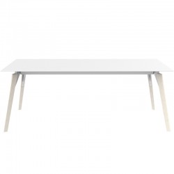Table Vondom Faz Wood Plateau 200x100 Blanc et Pieds Chêne Blanchi Table Vondom Faz Wood Plateau 200x100 Blanc et Pieds Chêne Blanchi