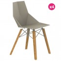 Set of 4 Chairs Vondom Faz Wood2 Unbleached Oak Feet