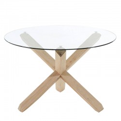 Table Ronde 120 Verre et pieds en chêne massif KosyForm Table Ronde 120 Verre et pieds en chêne massif KosyForm