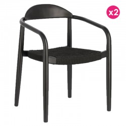 Lot de 2 chaises avec accoudoir en eucalyptus noir et naturel KosyForm Lot de 2 chaises avec accoudoir en eucalyptus noir et naturel KosyForm