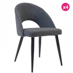 Lot de 4 Chaises Chaise avec dossier ergonomique et tissu gris foncé pieds noirs KosyForm Lot de 4 Chaises Chaise avec dossier ergonomique et tissu gris foncé pieds noirs KosyForm