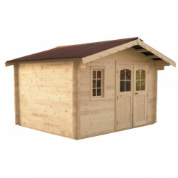 Abri de Jardin Habrita en bois massif 12,74 m2 avec toiture plaques ondulées Abri de Jardin Habrita en bois massif 12,74 m2 avec toiture plaques ondulées