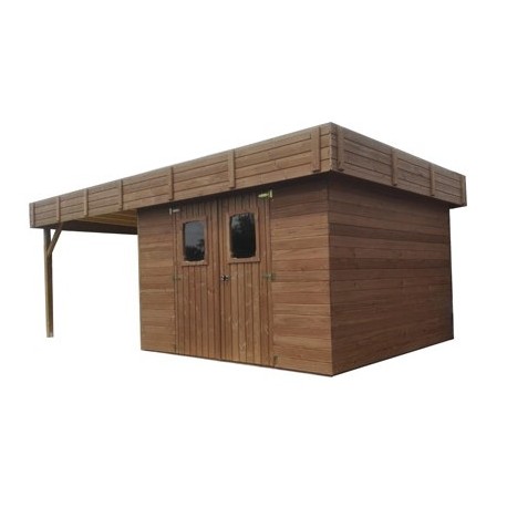 Garden shed Habrita Thizy in thermo treated wood 11.53 m2 with steel roof