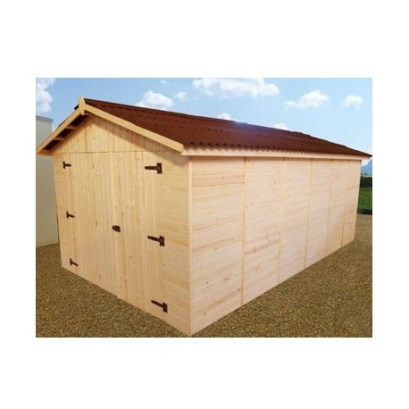 Garage en bois massif Habrita 15,60m2 en panneau de 16mm