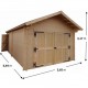 Garage en bois massif Habrita 24,23m2 en madriers de 60mm