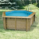Pool Wood Ubbink Azura Octagonal 410 H120cm Blue Liner e Tarpaulin de Verão