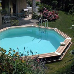 Piscina Legno Ubbink Océa 580 H130cm Fodera Blu