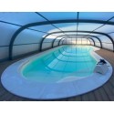 Zwembadoverdekking Cintrè Telescopic Shelter Malta klaar om te installeren voor zwembad 900x450
