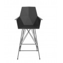 2-Pack black and metal FAZ Vondom high stools with armrests