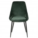 Conjunto de veludo de refeição 4 cadeiras verde com Base de Metal preto Kari KosyForm