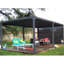 Pergola bioclimatique Habrita 21.5 m2 Aluminium et rideau coté 3.6 Pergola bioclimatique Habrita 21.5 m2 Aluminium et rideau coté 3.6