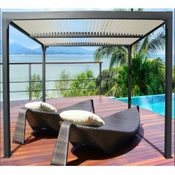 Pergola Bioclimatique Habrita aluminium anthracite 10,80 m2 et Toit avec lames écru Pergola Bioclimatique Habrita aluminium anthracite 10,80 m2 et Toit avec lames écru