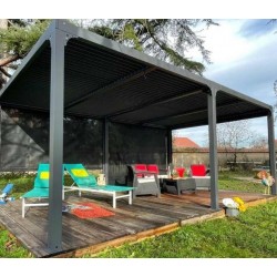 Habrita bioklimatische Pergola 21,5 m2 mit Vorhangseite 3,6 m2