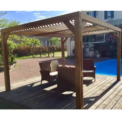 Pergola en bois Habrita 341x313x217 avec Ventelles amovibles sur Toit Pergola en bois Habrita 341x313x217 avec Ventelles amovibles sur Toit