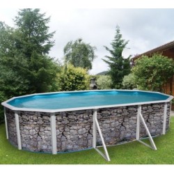 Piscina fuori terra TOI Ovale pietra grigia 640x366xH120 con kit completo