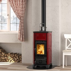 Poêle à bois Nordica Extraflame Emiliana 6.5kW bordeaux