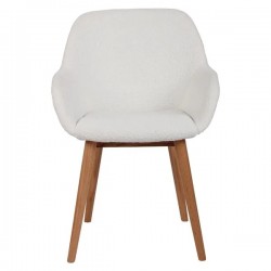 Lot de 2 Fauteuils Repas Tea effet bouclette Blanche avec Piétement Chêne massif VeryForma. Lot de 2 Fauteuils Repas Tea effet bouclette Blanche avec Piétement Chêne massif VeryForma.