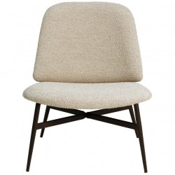 Lot de 2 Fauteuils Bala effet bouclette Sable Piétement Métal Noir VeryForma Lot de 2 Fauteuils Bala effet bouclette Sable Piétement Métal Noir VeryForma