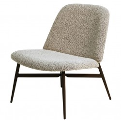 Lot de 2 Fauteuils Bala effet bouclette Blanche Piétement Métal Noir VeryForma Lot de 2 Fauteuils Bala effet bouclette Blanche Piétement Métal Noir VeryForma