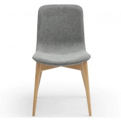 Set de 2 Sillas de Comedor Aty tela Gris Claro Base Natural Ash VeryForma Set de 2 Sillas de Comedor Aty tela Gris Claro Base Natural Ash VeryForma