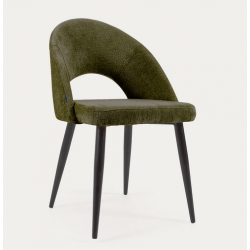Lot de 4 Chaises Velours Vert avec dossier ergonomique pieds noirs VeryForma Lot de 4 Chaises Velours Vert avec dossier ergonomique pieds noirs VeryForma