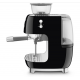 Smeg 50er Jahre Espresso-Kaffeemaschine mit Mahlwerk Schwarz Chrom