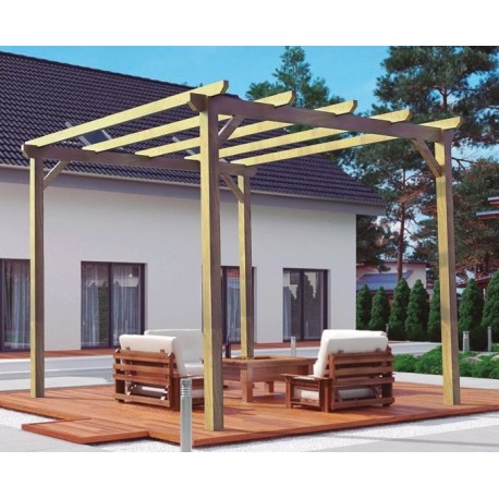 Freistehende Pergola aus Massivholz Madrid 4,20x4,20m 17m2