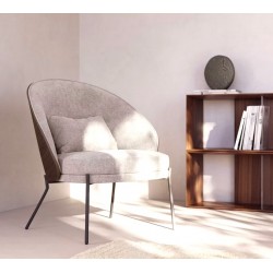 Fauteuil en Chenille Marron Clair et piètements métal noir Amy VeryForma Fauteuil en Chenille Marron Clair et piètements métal noir Amy VeryForma